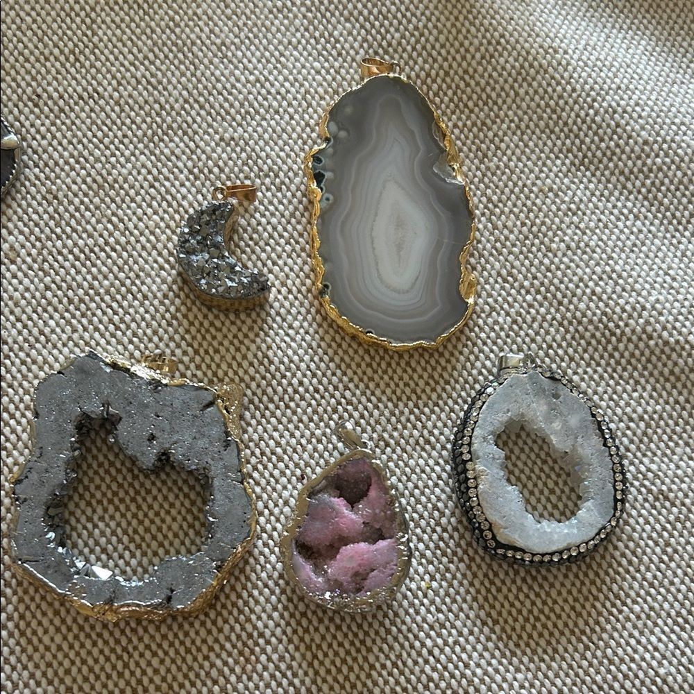 Geode and Agate Stone Pendants